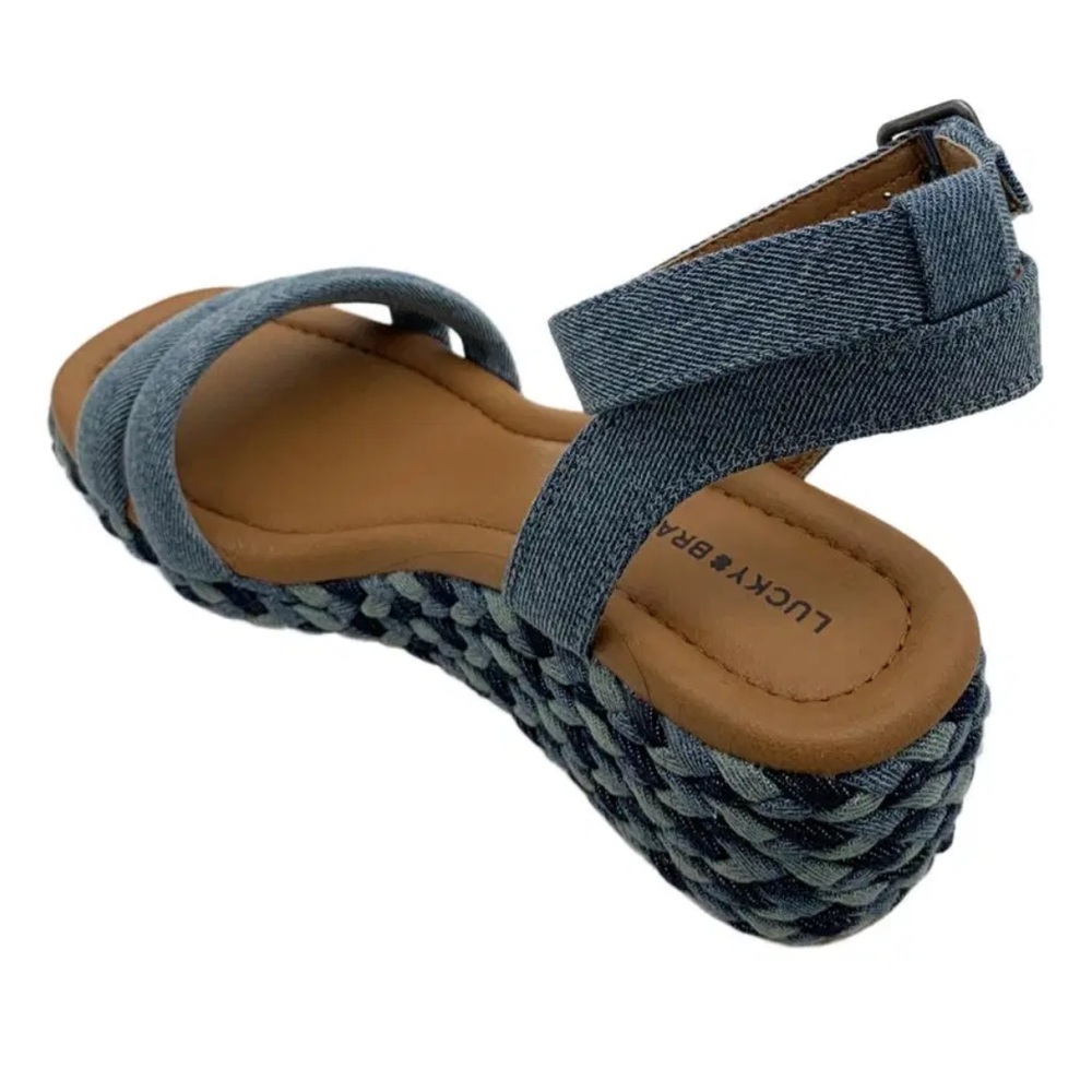 Lucky Brand Blue Denim Wedge Sandals